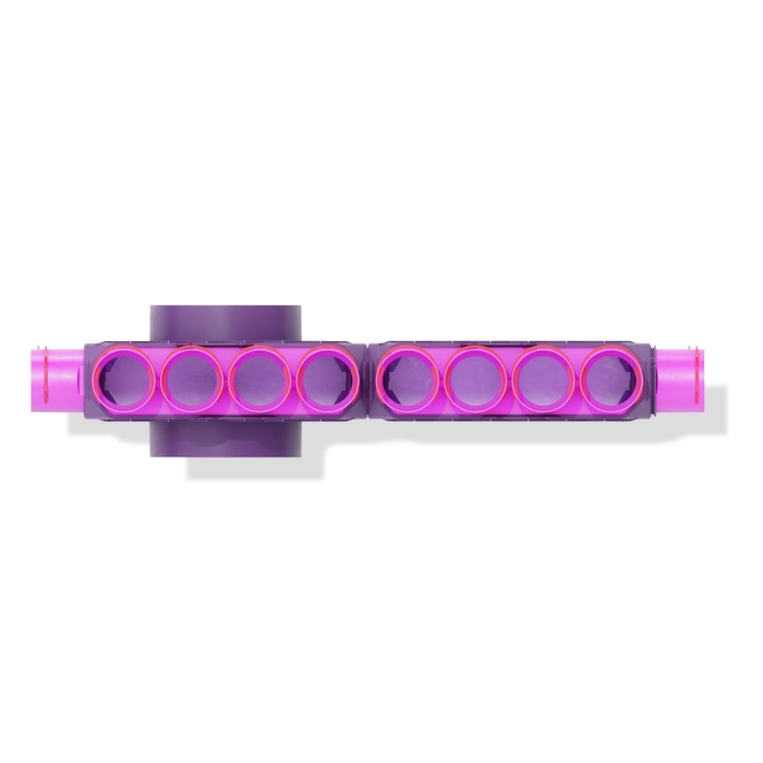 Skrzynka rozdzielcza dwumodułowa przelotowa 200mm, 16x75mm + uszczelki modułowe 2kpl +uszczelki fi 75 16szt + zapinki strong 16szt